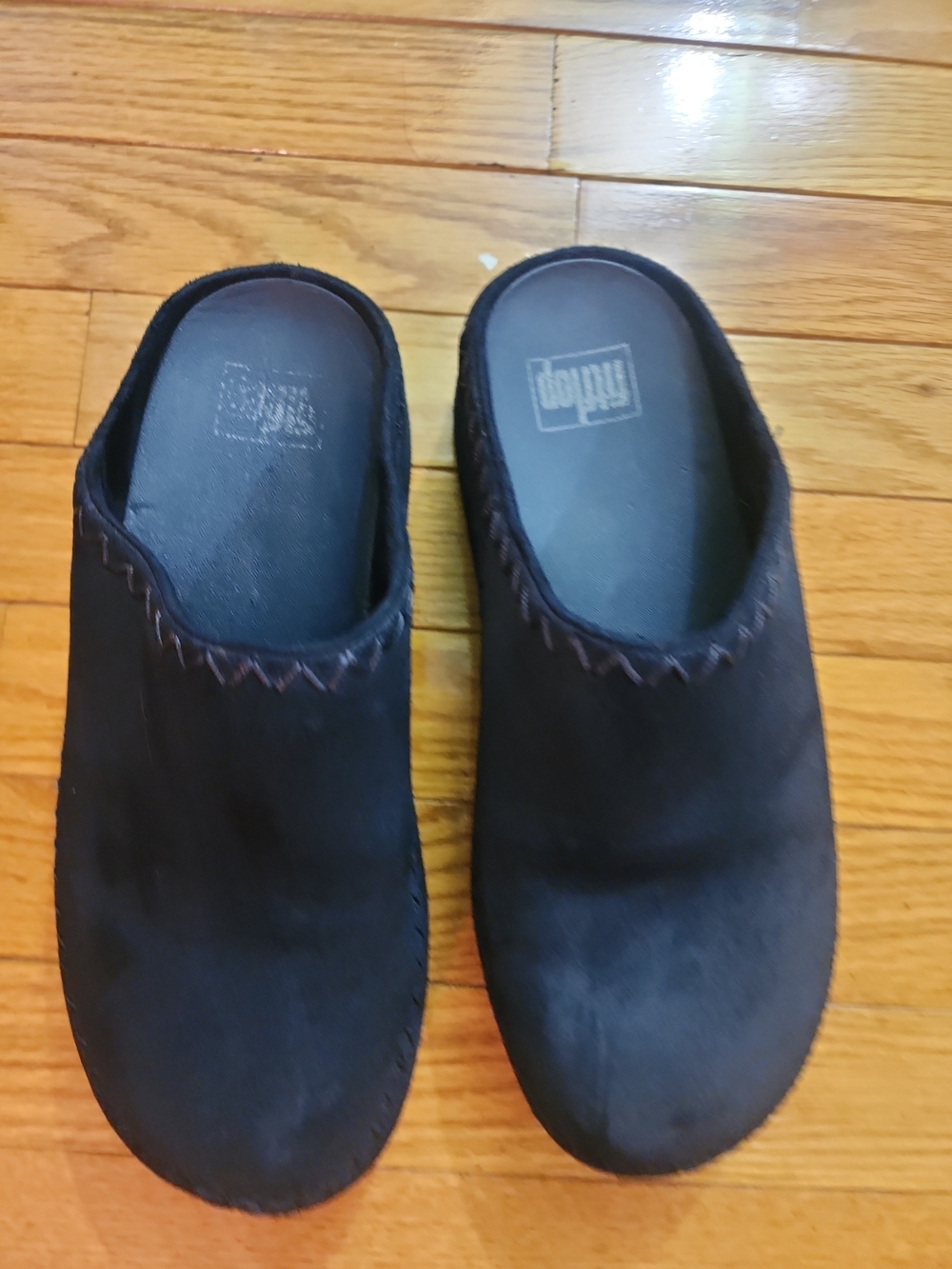Fitflop Shuv Navy Blue Slip-On Clog with Stitch Trim